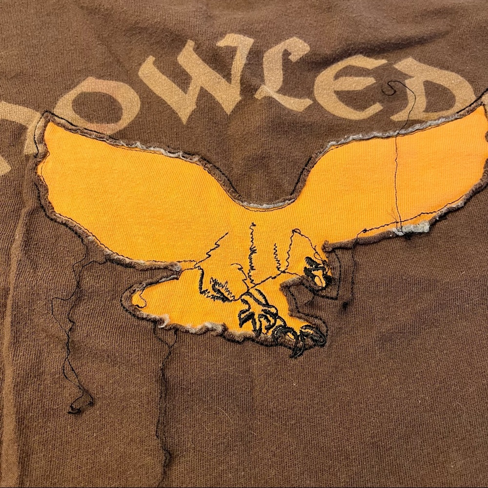 Guess Mens Brown Orange Short Sleeve Eagle Bird Distressed T-shirt Size L - Picture 4 of 11